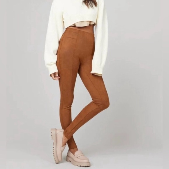 Spanx Faux Suede Rich Caramel Leggings Size XL Shapewear Pants - Picture 11 of 12
